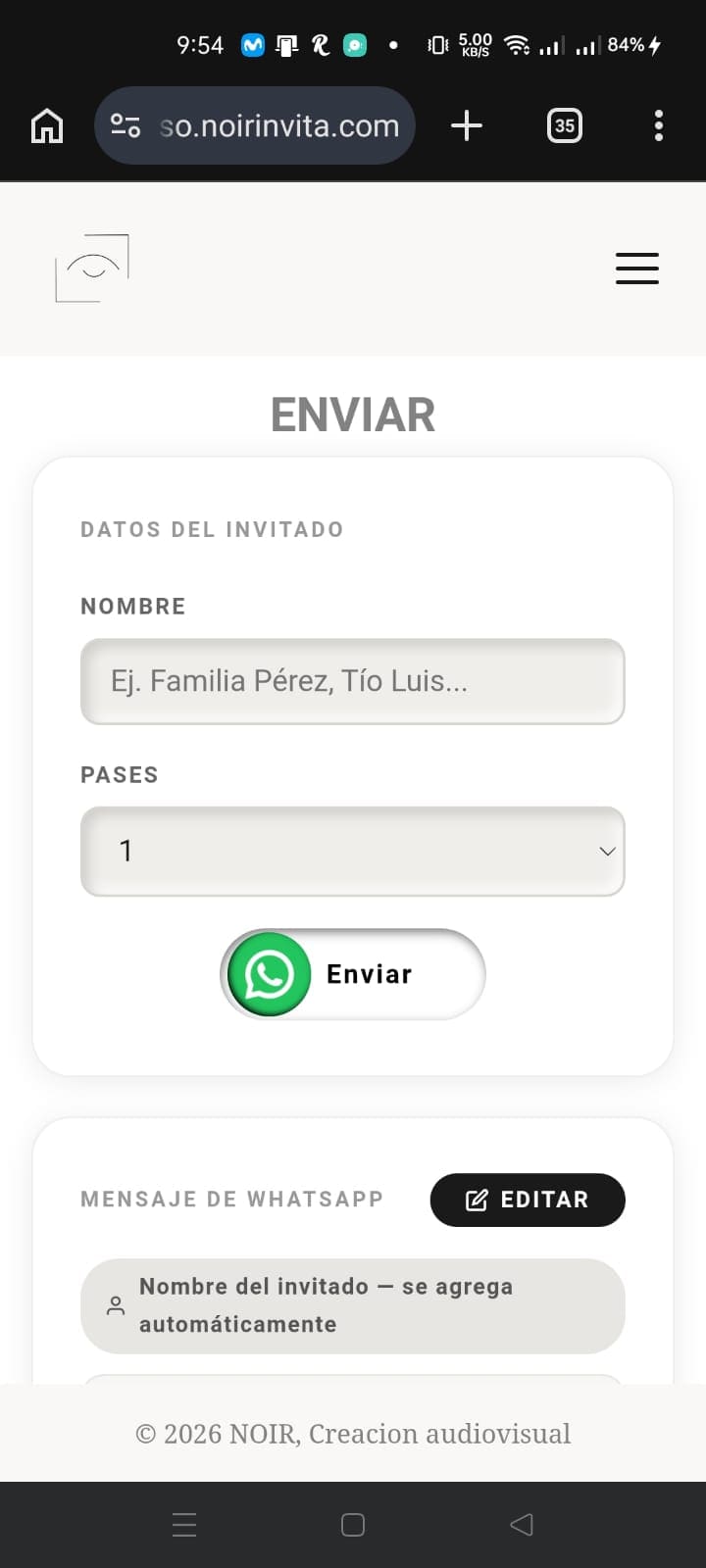 Panel enviar