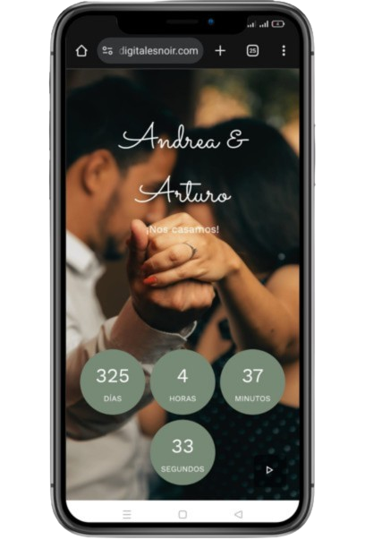 Vista previa celular boda responsive, diseño en invitación digital
