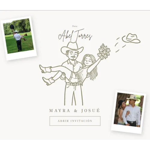 Vista previa de invitación digital para boda estilo western — diseño exclusivo NOIR Invita